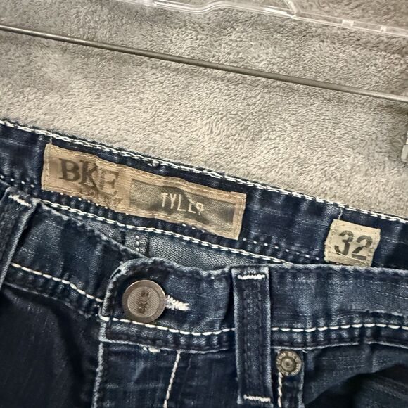 BKE Tyler Jeans 32x32 (Inseam 28) Blue Denim Buckle Thick Stitch Whiskered - Picture 2 of 10